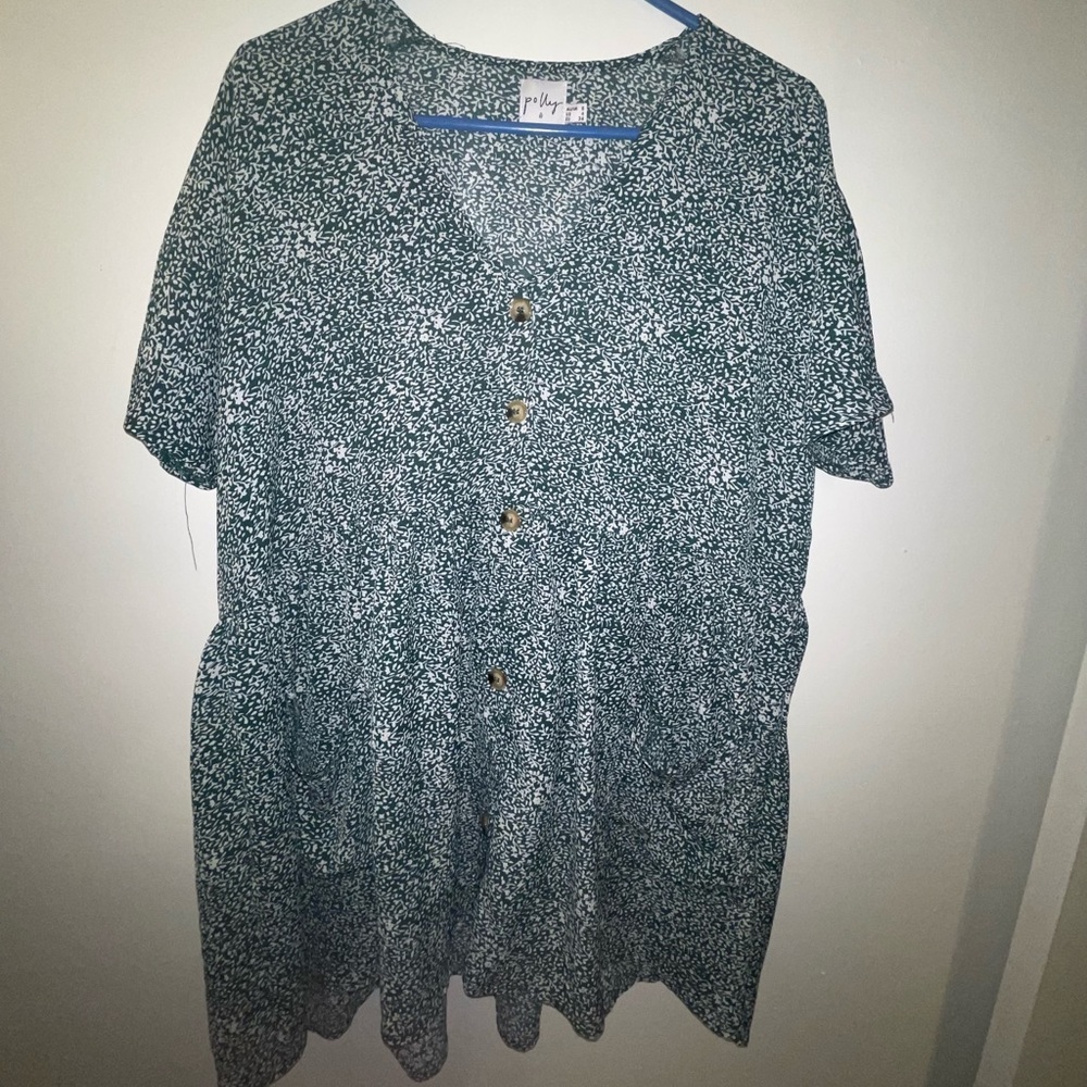 Green and White Patterned Dress